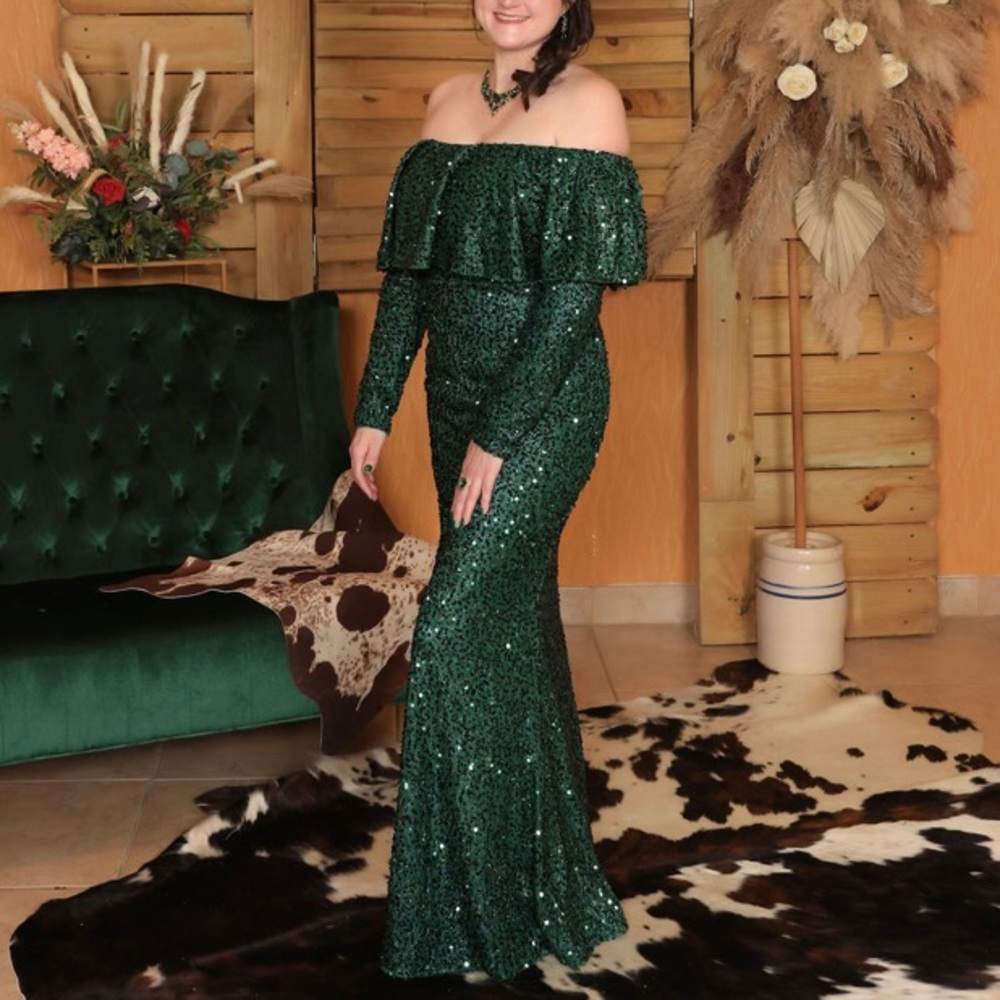 Green sequin dress